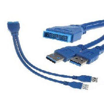 2 Port USB 3.0 A Male to 20 Pin Male Motherboard Extension Cable Adapter